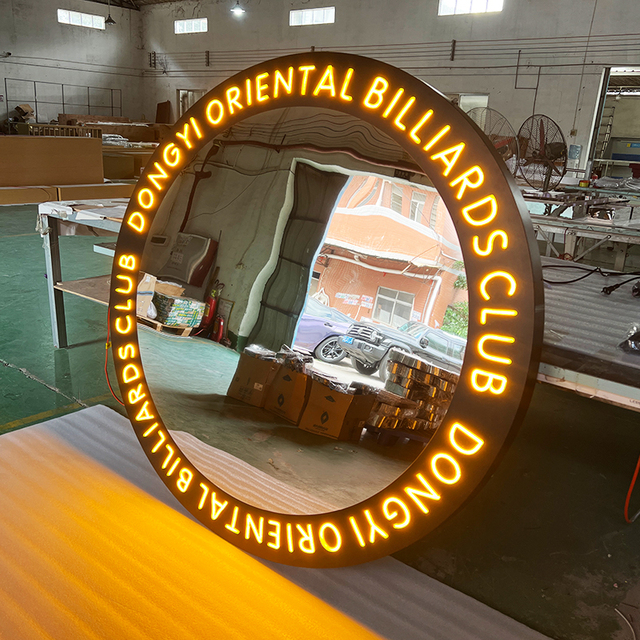 Creative Circular Mirror LED Neon Wall Sign Advertising Lightbox Customization