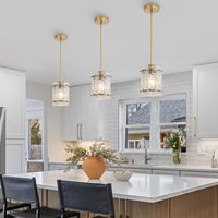 Luminaire suspendu en cristal doré alimenté par batterie, conversion de couleur 6RGB, équipé d'une télécommande, adapté aux restaurants