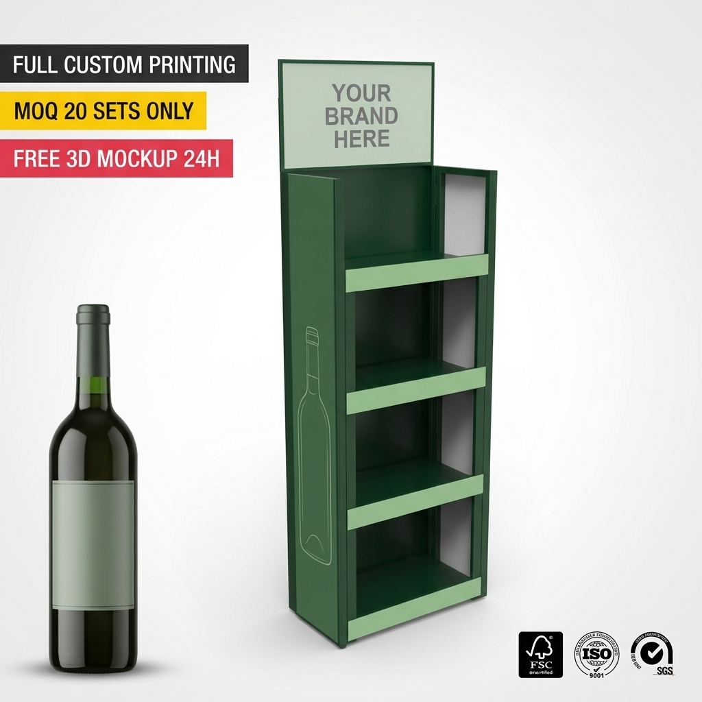 Custom Wine Display Rack 48 Bottles 4-Tier Metal Liquor Merchandiser Knock Down Folding Floor Display Stand for Liquor Store — view 2