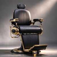 Meilleures ventes - Chaise de barbier hydraulique inclinable à dossier capitonné de style rétro classique pour salon de coiffure professionnel