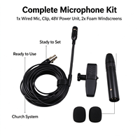 Microphone suspendu à condensateur avec câble de 10 m, alimentation fantôme 48 V, pour chorale, église, chant