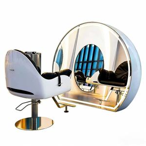 Miroir de salon de coiffure pour influenceurs, Nouveau miroir de salon de coiffure haut de gamme, Miroir de sol intégré exclusif pour maquillage et coiffure - Product Image 1