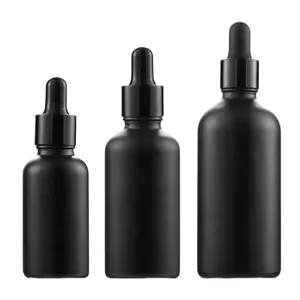Personnalisé 30ml 50ml 100ml noir mat bouteille d'huile essentielle givrée voyage bouteille cosmétique en verre