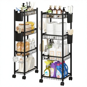 Chariot de rangement mobile sur pied à 3/4 niveaux pour <span class=keywords><strong>les</strong></span> espaces étroits de salle de bain et toilettes, sans installation requise, exclusivité transfrontalière - Product Image 1