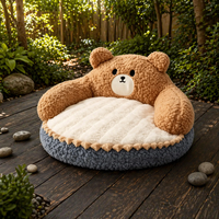 Lit pour chat en forme d'ours apaisant de luxe personnalisé, toutes saisons, chaud et doux, canapé-lit pour animaux de compagnie, anti-anxiété, nid en peluche pour chien, meubles pour animaux de compagnie en gros