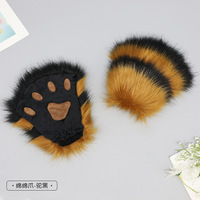 Accessoire en peluche oreilles et pattes d'animaux style Lolita, mignonnes pattes de chat Neko, gants mi-doigts, ornement assorti pour tenue quotidienne