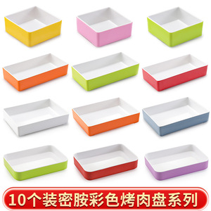 Assiette rectangulaire en mélamine bicolore empilable pour la restauration hôtelière et les réceptions - Product Image 4