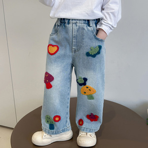 Nuovo stile di Jeans da ragazza per la primavera e l'autunno 2025 bellissimi pantaloni larghi a gamba dritta per ragazze - Product Image 2