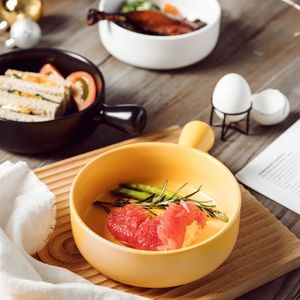 Bol en céramique émaillée colorée de style japonais-coréen avec poignée, plat à <span class=keywords><strong>gratin</strong></span>, plat à salade, plat à <span class=keywords><strong>fromage</strong></span>, moderne et minimaliste - Product Image 3