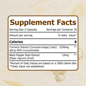 OEM Package 2250mg Turmeric Extract Capsules Dietary Black Pepper Root Extract <b>Supplement</b> Boost Immune System for Adults - Product Image 2