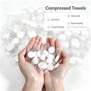 Serviettes nettoyantes jetables compressées en coton viscose non tissé, lingettes pratiques pour hôtel et voyage, personnalisables - Product Image 1