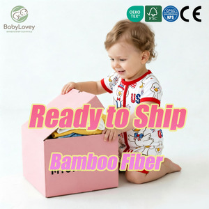 Детские бамбуковые пижамы Babylovey с принтом для девочек, готовые к отправке оптом, комбинезоны с принтом персонажей, бамбуковые ромперы на молнии, набор-сюрприз - Product Image 1