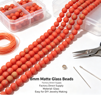 Perles de verre rondes mates givrées à pois vert citron, perles intercalaires lâches pour la fabrication de bijoux DIY (bracelets, colliers)
