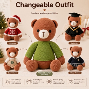 Orsacchiotto Gigante in Peluche con Tasca Nascosta da 37 Cm, Regalo Commemorativo, Giocattolo <span class=keywords><strong>Amigurumi</strong></span> all'Uncinetto - Product Image 5