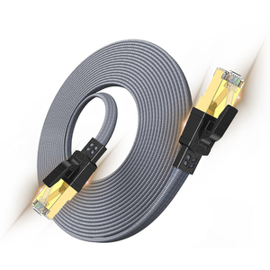 สายเคเบิล CAT8 SFTP แบบแบน สีเทา ชุบทอง RJ45 ขนาด 30AWG พร้อมปลอกหุ้ม PVC สายอีเธอร์เน็ต CAT 8 ความยาว 1ม. 2ม. 3ม. 5ม. 8ม. 10ม. 15ม. 20ม. 30ม. ขายดี - Product Image 1