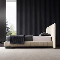 Nouvelle conception moderne : Ensemble de lit king size en bois avec tête de lit en cuir, pour chambre principale, lit double, queen, complet, en MDF, meubles de chambre à coucher