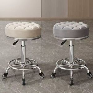 Sillón de Peluquería de Metal Resistente con Ruedas Giratorias y Elevación Especial, Taburete de Barbería, Silla de Maquillaje Sencilla para el Hogar - Product Image 5