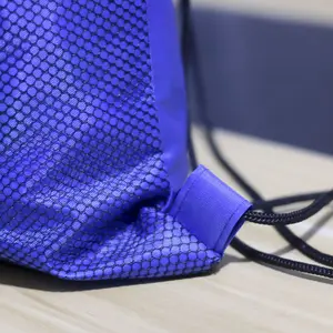 colorful polyester webbing school bag custom polyester drawstring bag with zipper mesh pocket