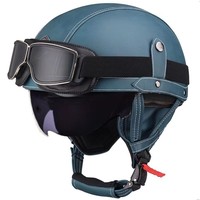Casque Demi-Face Rétro Vintage en ABS pour Trottinette Électrique, Unisexe, Toutes Saisons, avec Lunettes de Conduite Fumées Carrées, Homologué DOT, à Libération Rapide