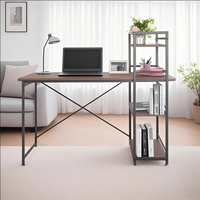 Étagère de présentation convertible à 4 niveaux, cadre en métal, bibliothèque, bureau d'étude, combinaison moderne, table d'ordinateur, surface en bois pour le bureau à domicile