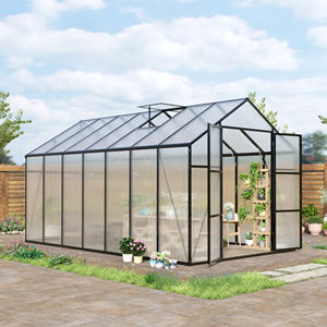Современная садовая теплица, 10 х12 футов, с распашной дверью, рама из алюминиевого сплава и панель для ПК для овощей и цветов - Product Image 4