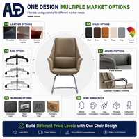 Chaise de bureau de direction Aston S-081C, moderne, luxueuse, ergonomique, dossier haut, cuir véritable, chrome, mousse, hauteur réglable, pivotante
