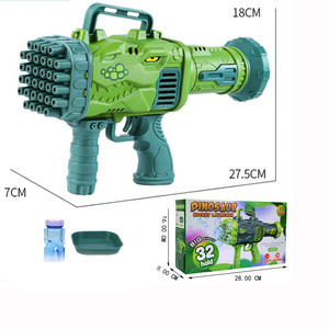 Pistola de Burbujas de 32 Agujeros Lanzacohetes de Dinosaurio con Luz y Carga USB, Máquina de Burbujas Eléctrica de Mano, Juguete para Niños - Product Image 6