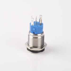 Interruptor <span class=keywords><strong>de</strong></span> Botón Pulsador Metálico Iluminado <span class=keywords><strong>de</strong></span> 5 Pines con Cabeza Redonda Plana 16F, Autobloqueante, 1NO1NC, 5A 250V, para Electrodomésticos - Product Image 4