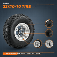 Pneu 22x10-10 avec jante, pneu tubeless à bande de roulement large, robuste, pour ATV/UTV/kart tout-terrain, pneu anti-crevaison tout-terrain