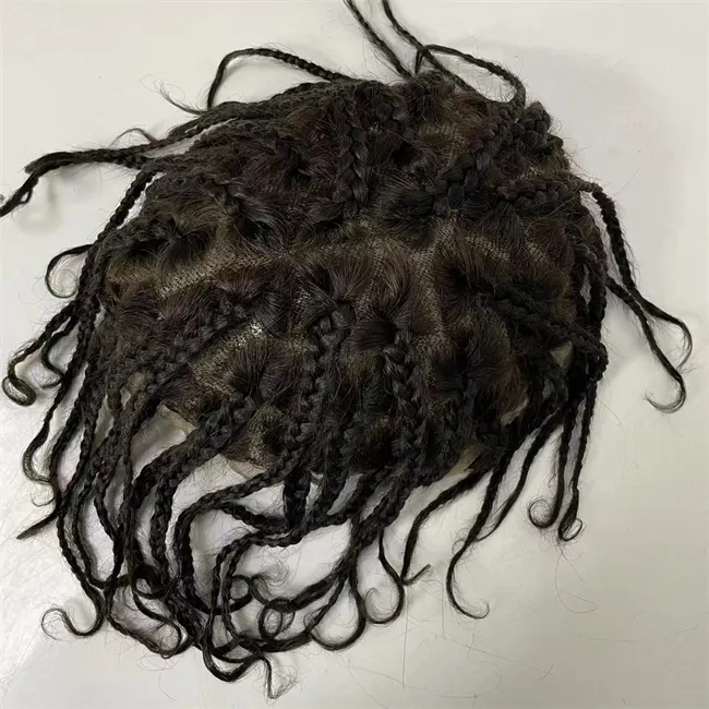 Mongolian Virgin Human Hair Pieces 8x10 Braids Lace Units Full Lace Toupee for Black Mens