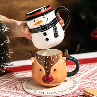 Tasse de Père Noël en Céramique de Designer Original Tasse à Café de Dessin Animé Mignon avec Bonhomme de Neige Cadeau de Vacances de Style Classique