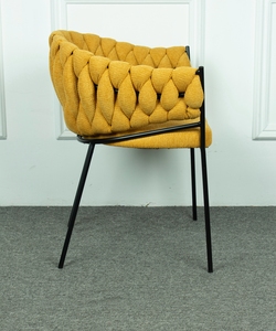 Lusso moderno nuovo velluto tessuto tessuto tessuto imbottito sedia da pranzo con gambe in metallo mobili per la casa - Product Image 3