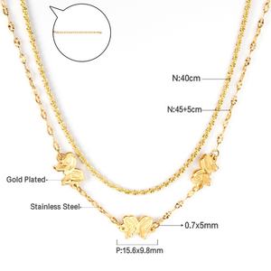 Collar de Moda con Doble Capa de Acero Inoxidable Chapado en Oro de 18K con Colgante de Mariposa para Mujer, Collar con Cadena de Eslabones Resistente al Agua - Product Image 3