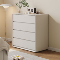 Commode de luxe en bois massif style crème avec tiroirs intégrés, table de chevet murale, armoire de rangement pour chambre à coucher