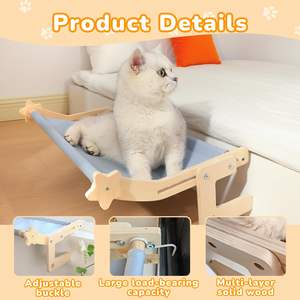 JQ Hangmat voor dieren, geschikt voor raambank en nachtkastje, met stevig houten frame - Product Image 4