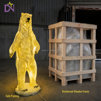 Décoration de Noël, statue d'ours polaire géante grandeur nature en fibre de verre, éclairée par LED, pour extérieur, usage commercial, accessoire de présentation pour centre commercial