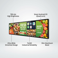 Écran LCD ultra-large de 28 pouces à haute luminosité (700 nits) pour affichage numérique commercial, publicité en supermarché, Android