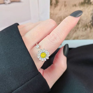Anillos ajustables giratorios para la ansiedad con circonita marquise, de cobre, con girasol giratorio, joyería para aliviar el estrés para mujer - Product Image 3