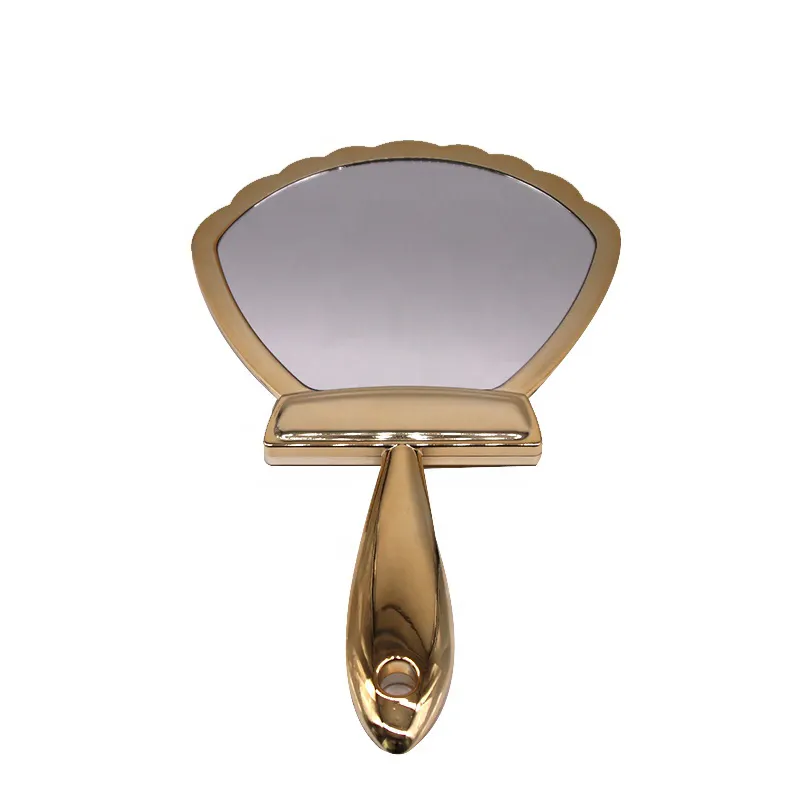 Custom Plastic Gold Salon Handheld Makeup Mirrors Pocket Mini Handle Compact Mirror With Logo Hand Held Mirror Custom Logo