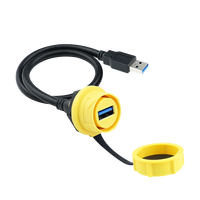 Kabel USB3.0 Lshitech 10Gbps Transmisi Kecepatan Tinggi M21mm Sirkular Tahan Air Female ke Male 1.5-4m, Tahan Air Industrial IP68