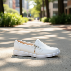 Scarpe Casual da Donna Angelina in Pelle Bianca, Modello Slip-On con Suola Ammortizzata per Camminare - Product Image 2