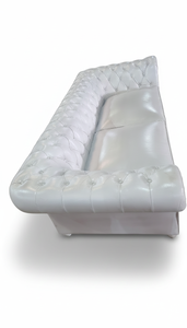 Canapé Chesterfield 2 places blanc, design élégant en cuir capitonné, classique, boutons capitonnés, assise profonde confortable, élégant - Product Image 2