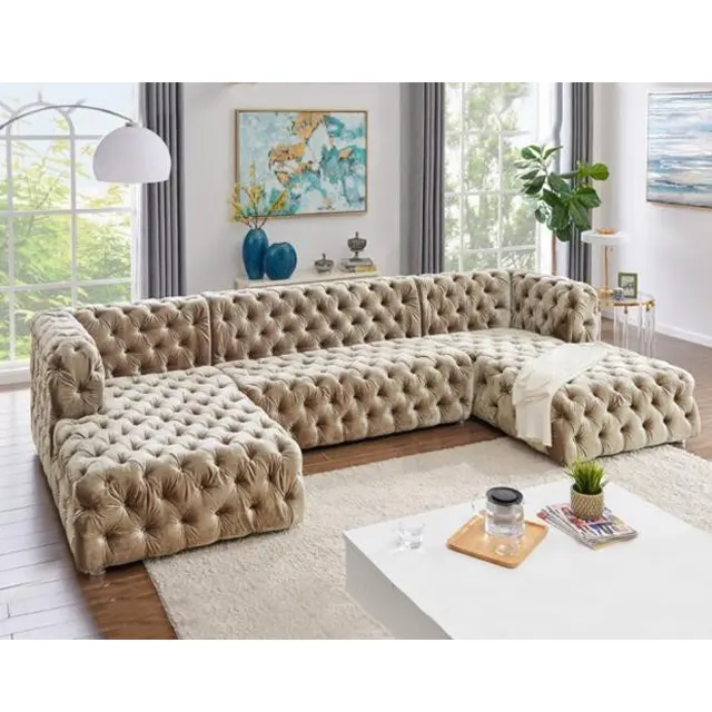 Bestes modernes chesterfield-stil-sofa hölzerne wohnzimmer-sofa-sets