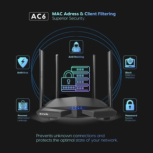 เราเตอร์ <span class=keywords><strong>Tenda</strong></span> <span class=keywords><strong>AC6</strong></span> WiFi รุ่น AC1200 5Ghz ความเร็วสูง อินเทอร์เน็ตไร้สาย MU-MIMO Beamforming ครอบคลุมระยะไกล ของแท้ ใหม่ - Product Image 4