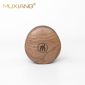 Muxiang Wood Smoke Grinder Black Walnut Round Engraved Logo Smoking Accessory - Product Image 2