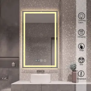 Miroir mural lumineux avec désembuage Miroir intelligent LED pour salle de bain avec interrupteur tactile