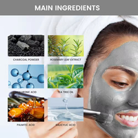 Mascarilla de barro facial de arcilla de limpieza profunda purificadora de carbón de bambú natural orgánico