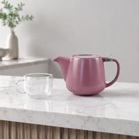 Théière en porcelaine violette mate avec couvercle à charnière en acier inoxydable, théière en céramique moderne pour la maison, la cuisine, le bureau, l'hôtel, la table, cadeau