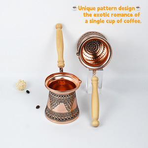 Cafetera Turca Artesanal de Cobre con Asa de Latón y Diseño de Uvas, Ibrik Cezve <span class=keywords><strong>para</strong></span> Café Turco, Griego y Árabe Auténtico - Product Image 2