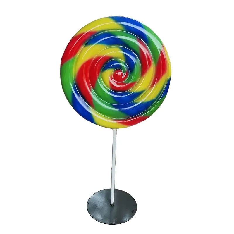 Hot bán sợi thủy tinh khổng lồ Lollipop nhựa thủ công mỹ nghệ cho trang trí nội thất nhựa kẹo đạo cụ hiển thị